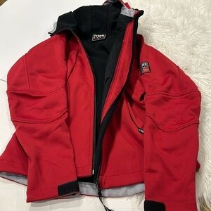Norwear Women’s Softshell hooded jacket,windbreaker,red, size XS